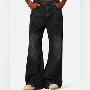 NEW WITH TAGS Aelfric Eden Rhinestone Baggy Jeans Black Size 30
